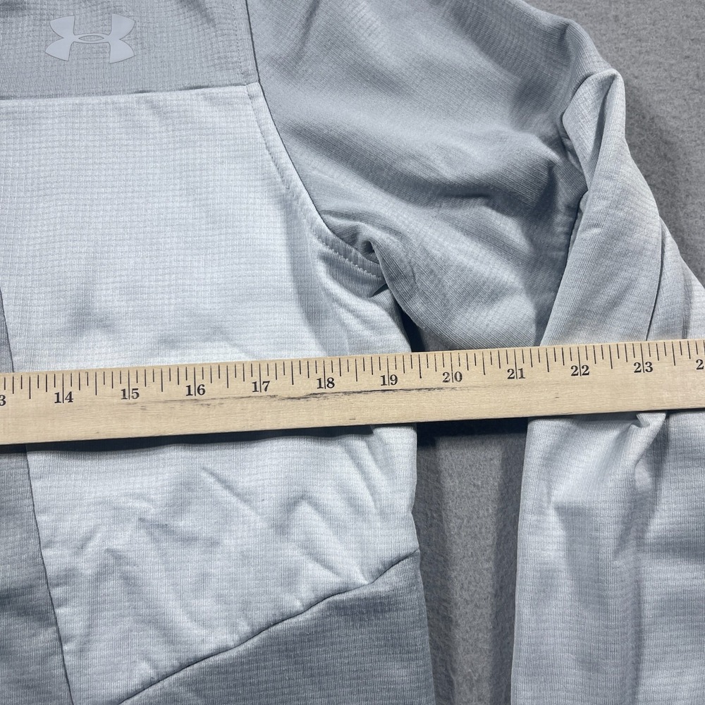 Under Armour ColdGear Mens Small Grey Quarter Zip Grid Fleece Pullover Loose Fit - Picture 5 of 9